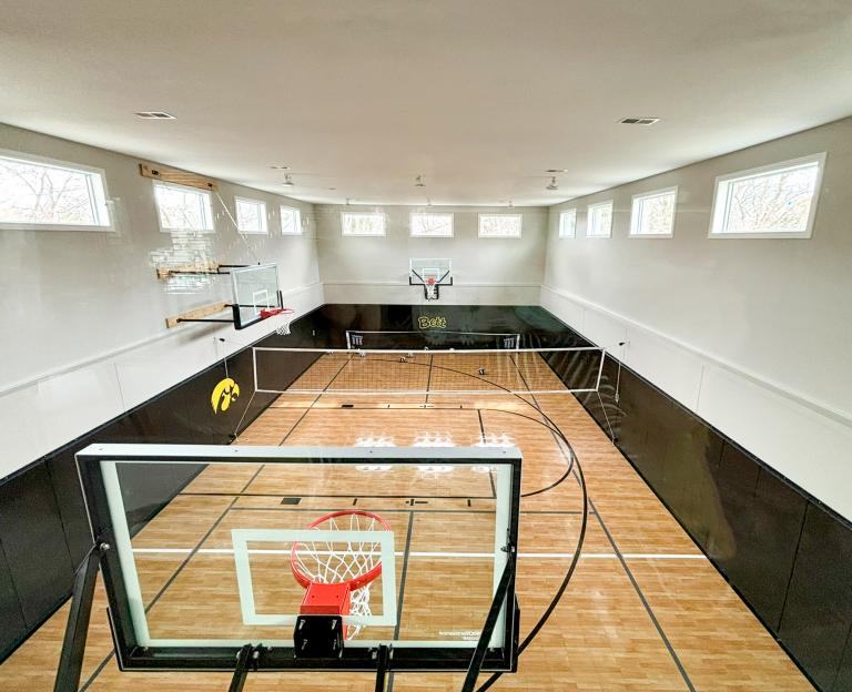 Indoor Home Sports Court 3 Basketball Backboards