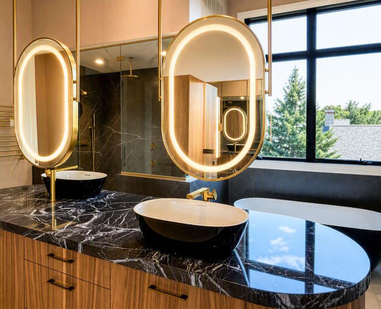 Island Vanity Ceiling Hanging Mirrors