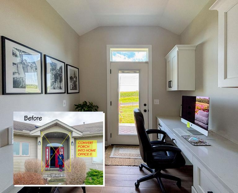 Porch converted to home office